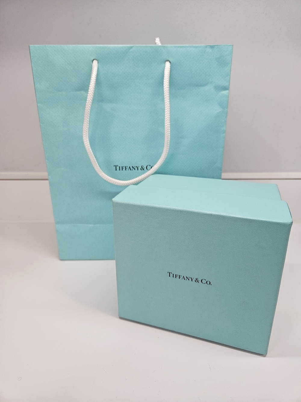 Authentic Tiffany & Co Jewelry Gift Box and Paper Bag Set